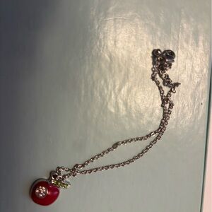 Charming Red Apple Pendant Necklace - Silver Chain